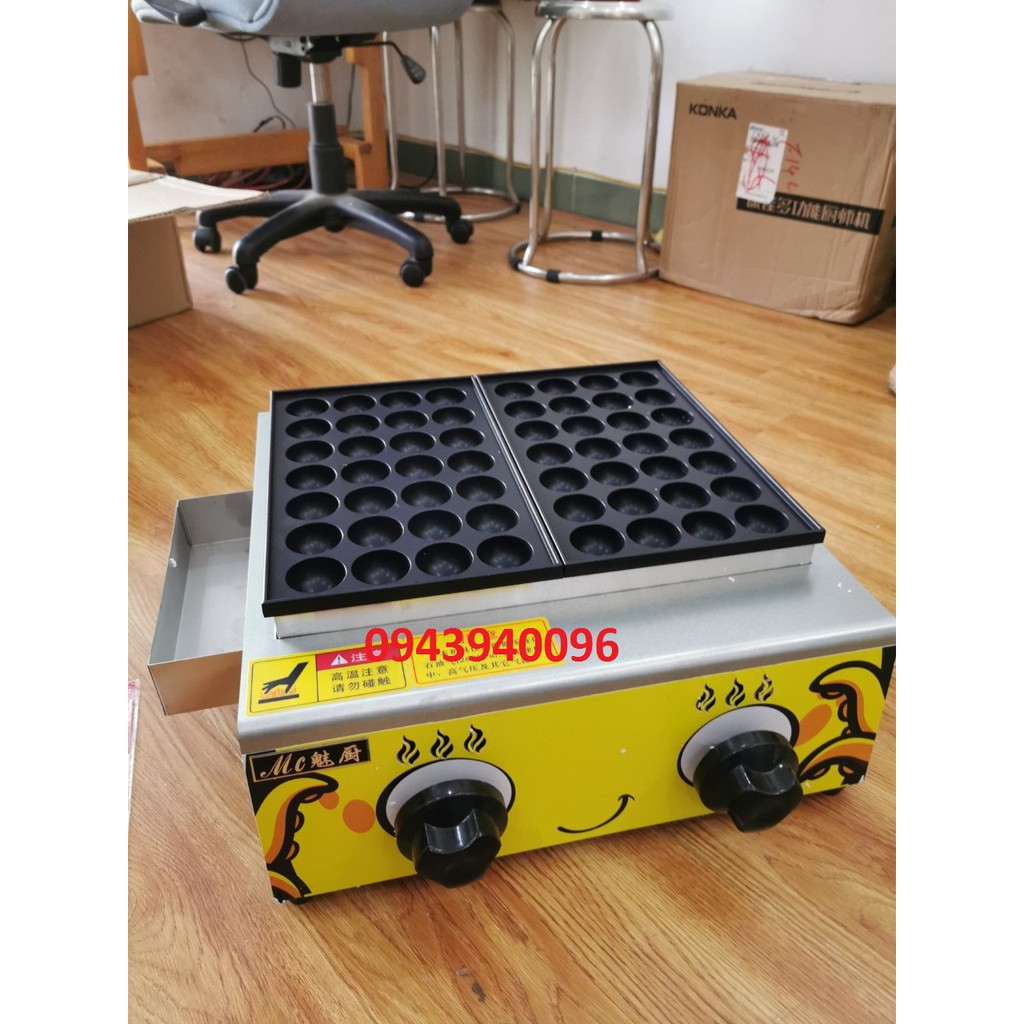 máy làm bánh takoyaki dùng gas 56 bánh inox 100% bảo hành 12 tháng