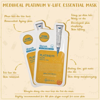 Mặt nạ dưỡng da giúp định hình V-line cho khuôn mặt Mediheal Platinum V-life Essential Mask