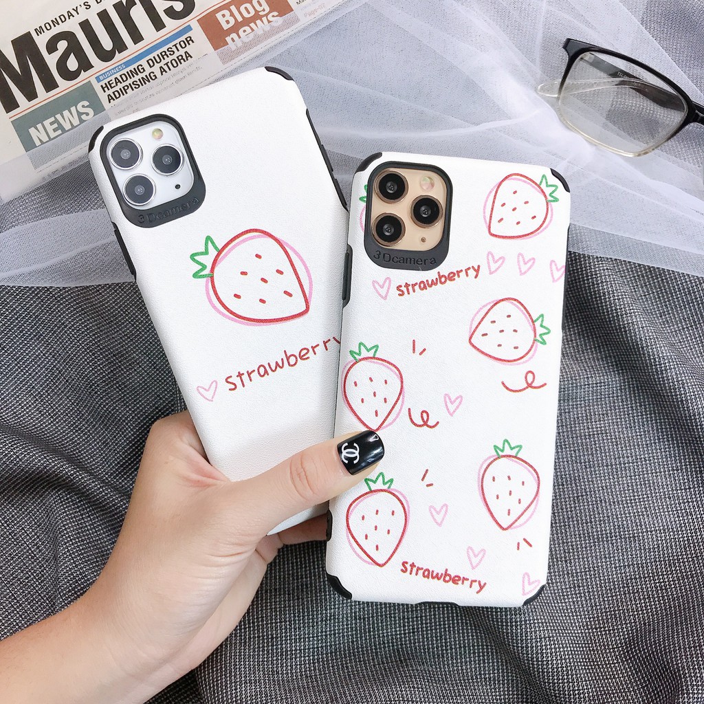 [ IPHONE ] Ốp Lưng Da IMD Strawberry - R049