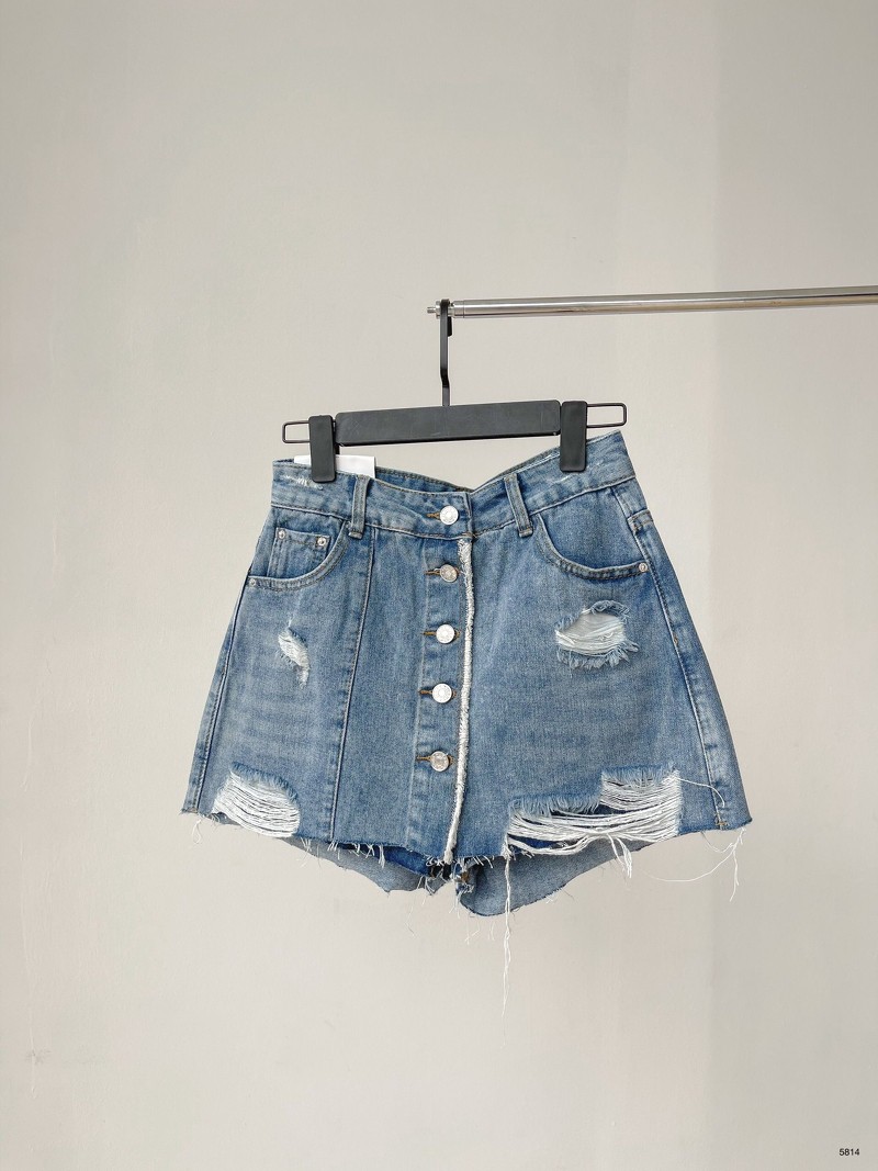 Quần short nữ, quần short denim giả chân váy cúc cài 5814