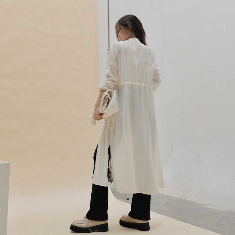 Áo khoác sơ mi dài INTO.EIGHT dây rút tuỳ chỉnh eo