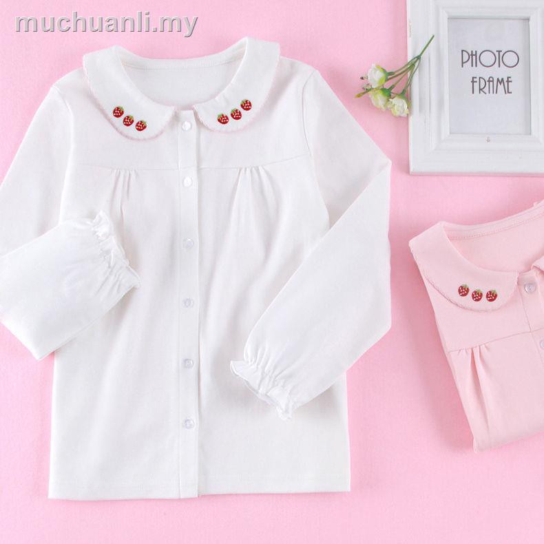 Áo Khoác Cotton Tay Dài Cổ Hình Quả Táo Dễ Thương Cho Bé Gái