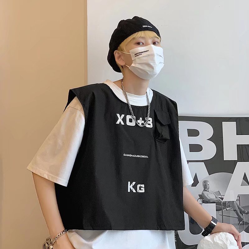 Áo Sát Nách Dáng Ngắn Kiểu Hip-hop Nhật Bản Cá Tính Cho Nam Và Nữ