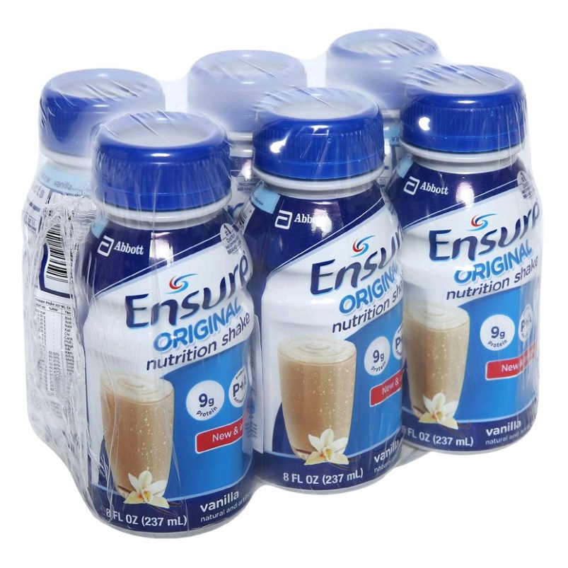 Lốc 6 chai sữa bột pha sẵn Ensure Original vani 237ml