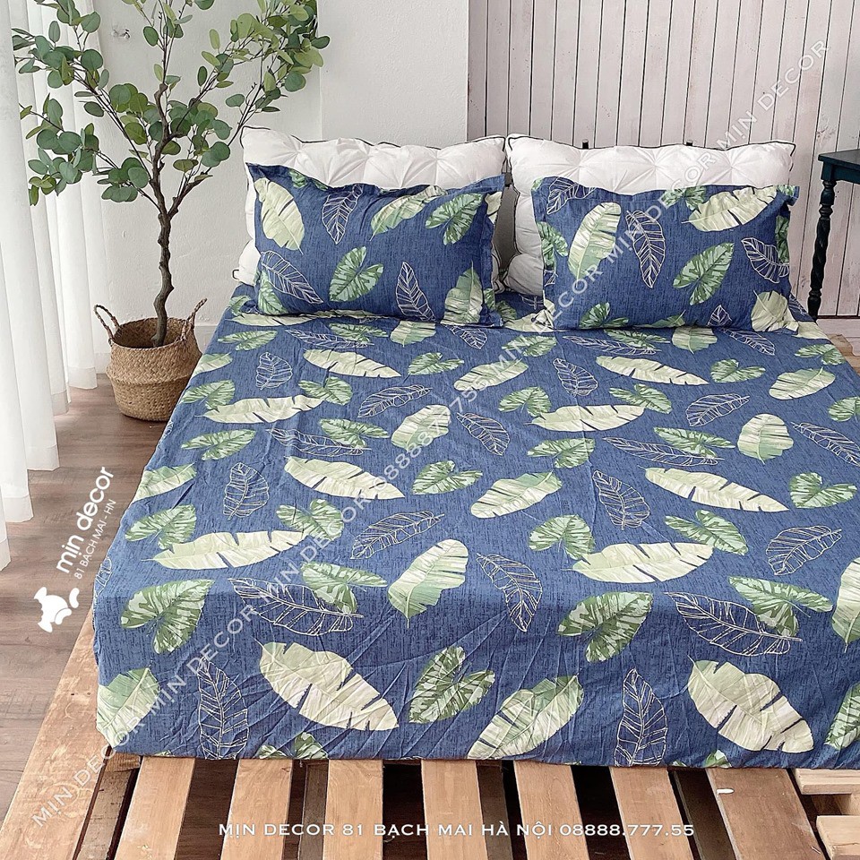 Drap + 2 Vỏ Gối  - Cotton 3D Lá Chuối (Kèm Ảnh Thật)