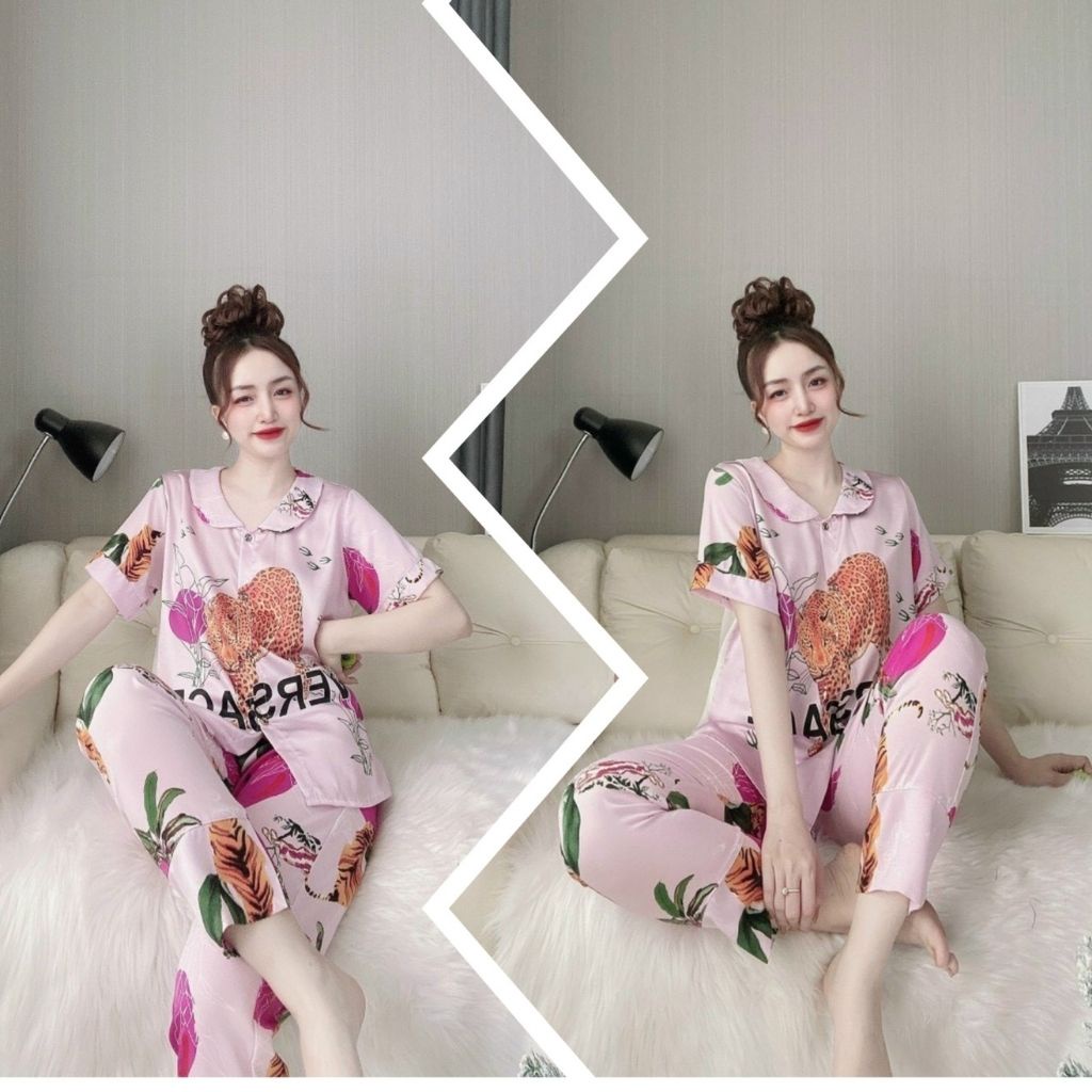 Đồ Ngủ Pijama Đồ Ngủ nữ lụa Latin thiết kế cao cấp mềm mại xinh xắn<60kg