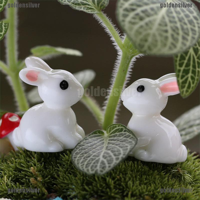 Set 2 Tượng Thỏ Mini Trang Trí Vườn Thu Nhỏ