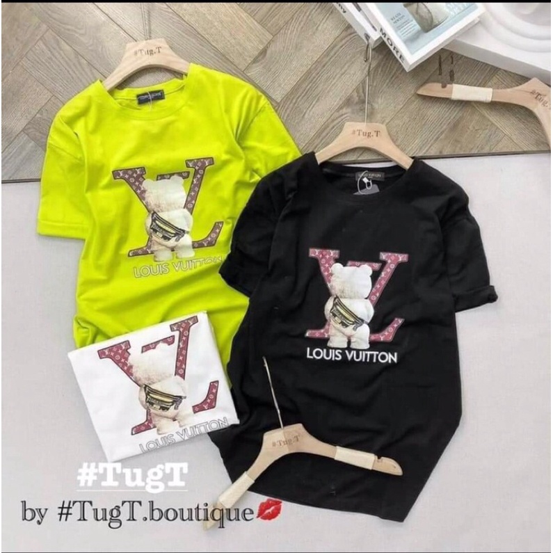 Áo thun áo phông tay lỡ in gấu LV form rộng dấu quần