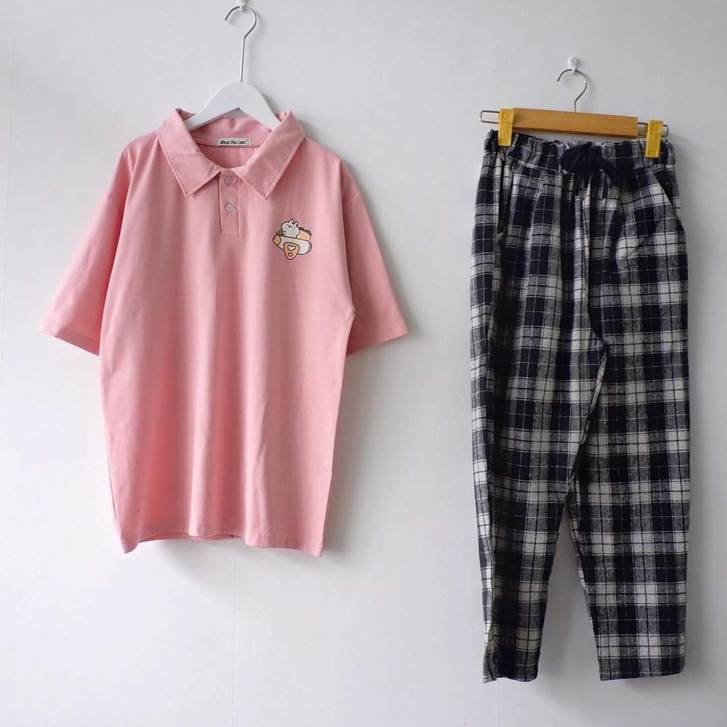 Áo Polo Nữ Tay Lỡ Hình Kem Ly Có Cổ Phông Rộng Unisex Đủ 4 Màu