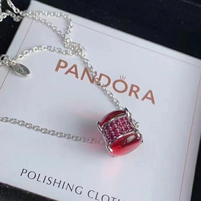 Pandora Dây Chuyền Mạ Bạc 925 Đính Đá Quý Sang Trọng