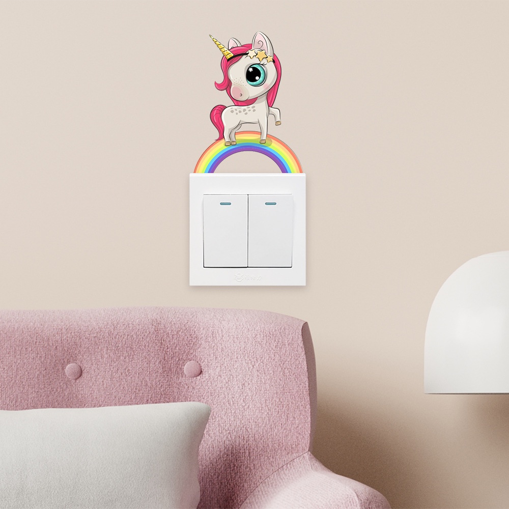 Miếng Dán Trang Trí Công Tắc Hình Kỳ Lân Hoạt Hình Sáng Tạo