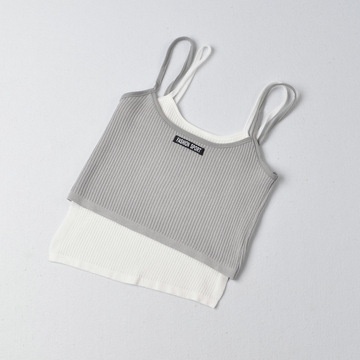 Áo hai dây giả hai lớp màu sắc tương phản dáng ôm thời trang mùa hè  dành cho nữ