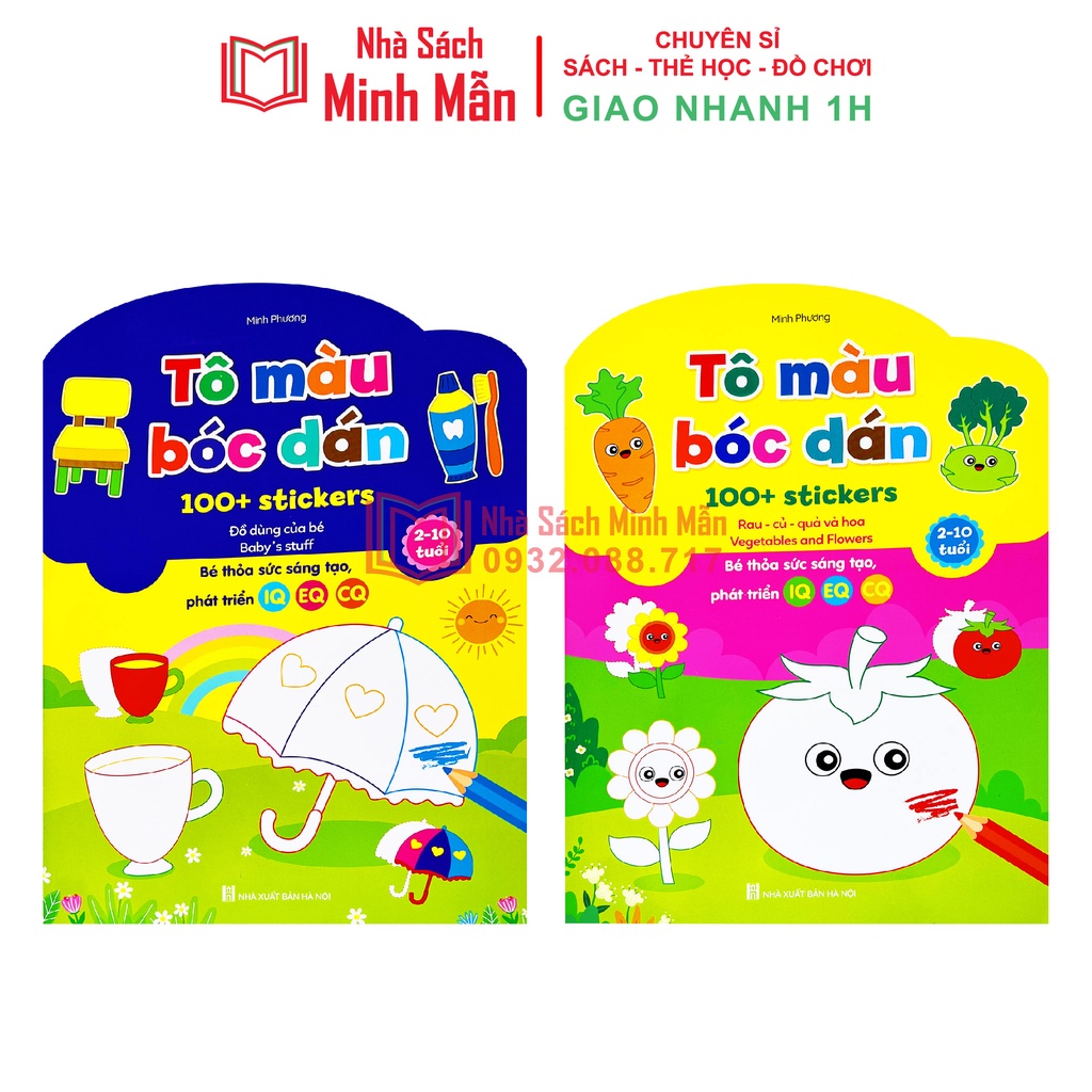 Sách - Bộ Tô Màu Bóc Dán 100+ Stickers , bộ 6 quyển