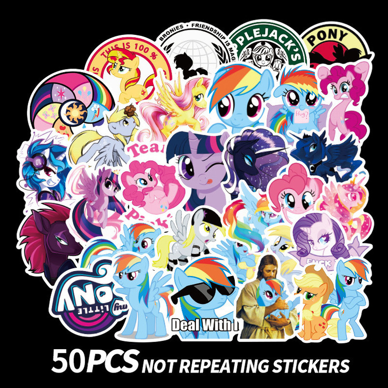 Set 50 sticker kháng nước họa tiết hoạt hình My Little Pony dễ thương