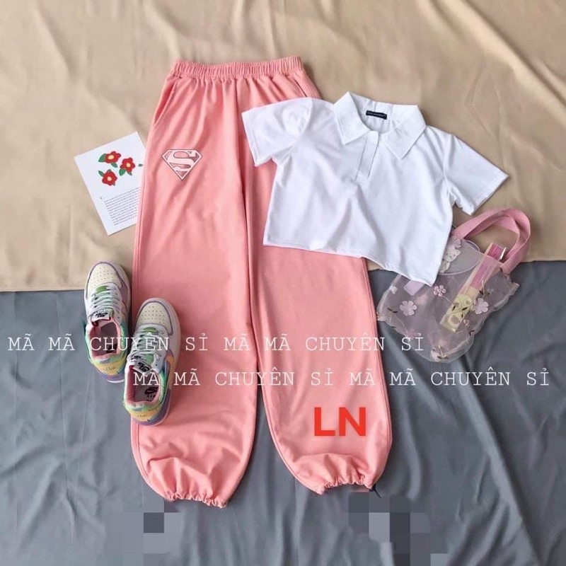 Sét áo croptop polo + quần bom kim cương DA55