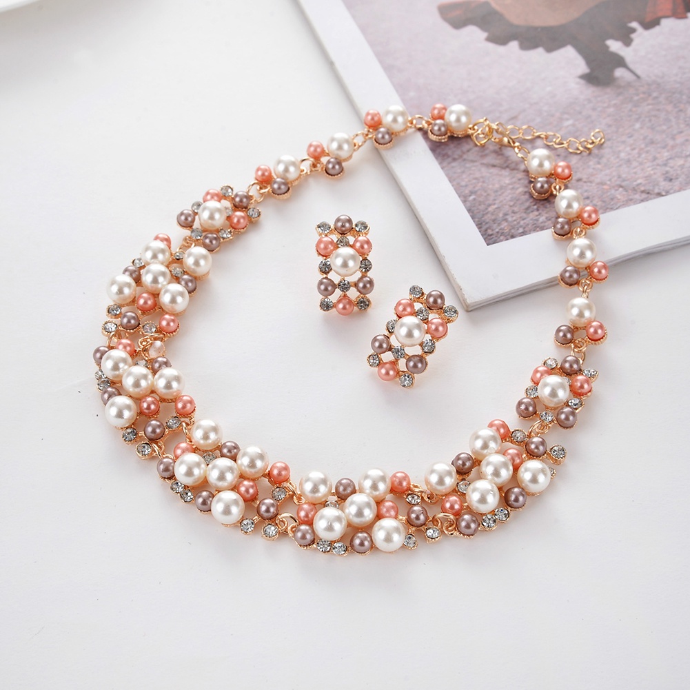 Set 2 Vòng cổ Và Đôi Khuyên Tai Đính Ngọc Trai Giả Thời Trang Cho Nữ