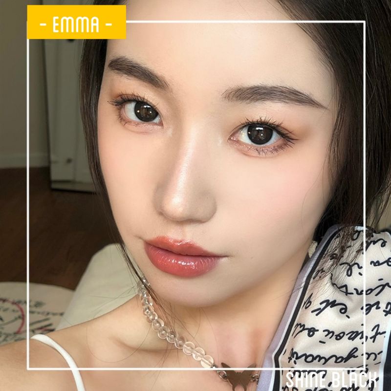 🌸 Kính áp tròng Shine Black - Lens đen giãn nhẹ/ Emma Super Mini Contact Lens 🌸