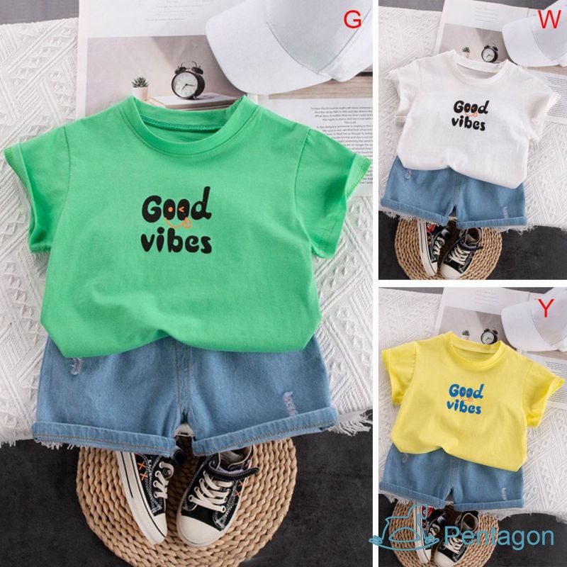 Bộ Quần Áo Ngắn Tay Cổ Tròn In Họa Tiết Hoạt Hình Thoáng Khí Thời Trang Mùa Hè Cho Bé Trai