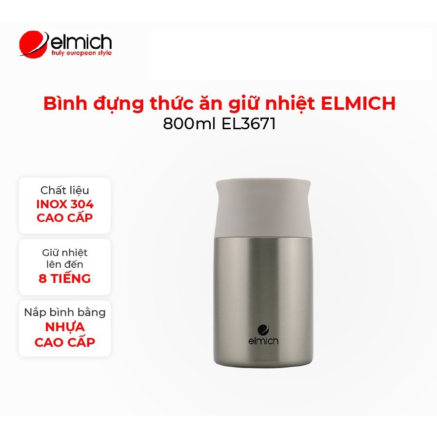 Bình đựng thức ăn giữ nhiệt cao cấp ELMICH 800ml EL3671