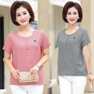 Áo thôi kẻ caro trung niên tặng mẹ