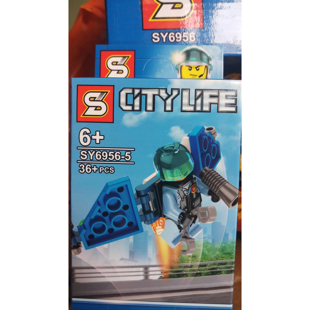 Đồ chơi lắp ráp non lego city minifigures người cây xe bán kem, trượt tuyết, lính cứu hỏa, thợ lặn SY6956 trọn bộ 8 hộp.