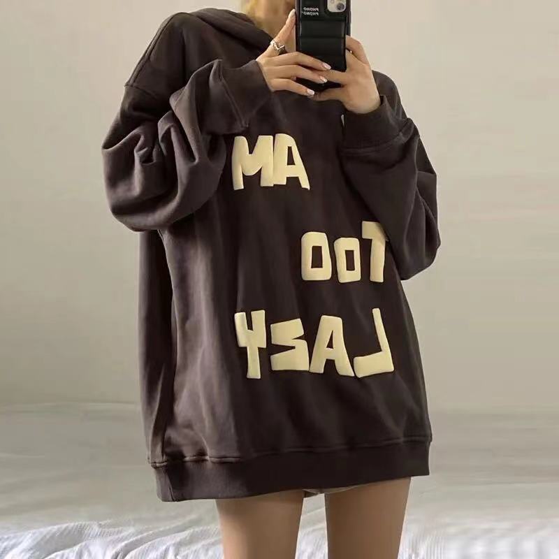 【Yuki】Áo hoodie 1 màu nâu in chữ siêu nổi mẫu mới | BigBuy360 - bigbuy360.vn