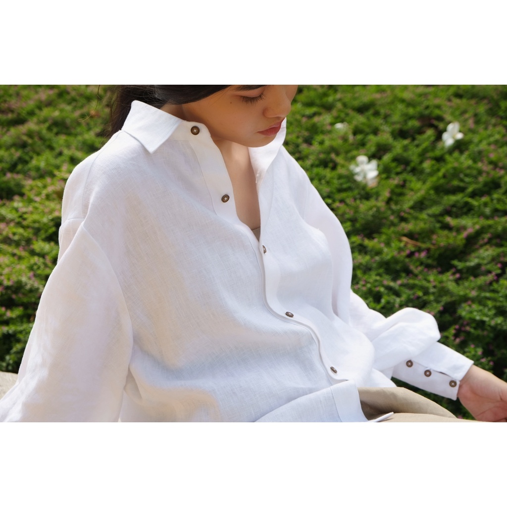 Set áo sơ mi và chân váy vintage 100% linen | SO YOUNG set | CHAMU LINEN