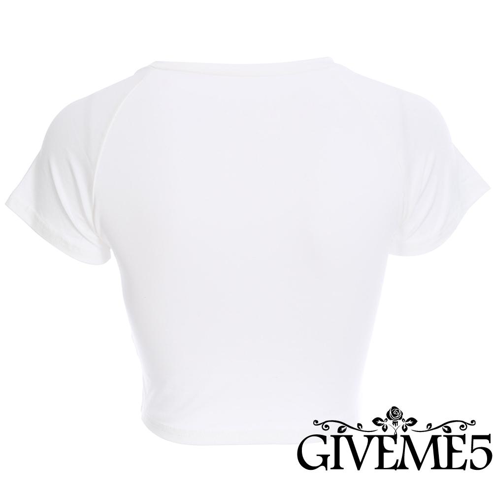 Áo Thun Lửng Ngắn Tay In Chữ Gợi Cảm Cho Nữ