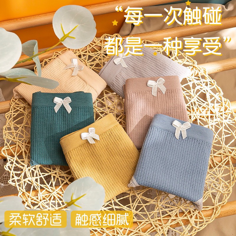 Quần Lót Nữ - Quần Lót Nữ Dệt Kim thoáng mát đính nơ xinh phối viền ren DAN STORE MÃ 714