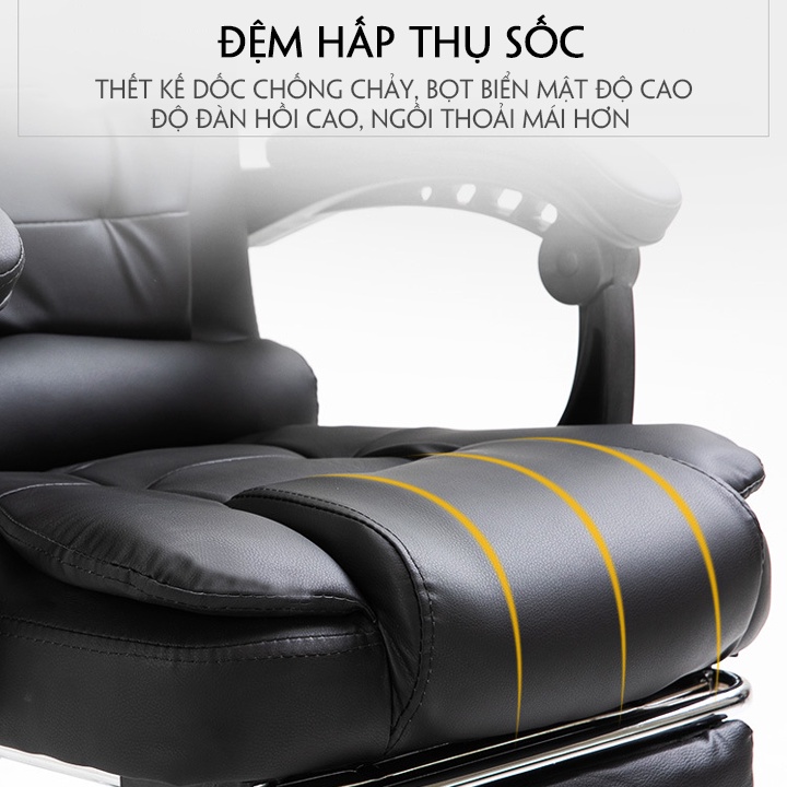 Ghế Giám Đốc Massage Đa Điểm - Ghế Văn Phòng Có Gác Chân Bọc Da Cao Cấp, Ghế Game, Ghế Giám Đốc Chân Xoay
