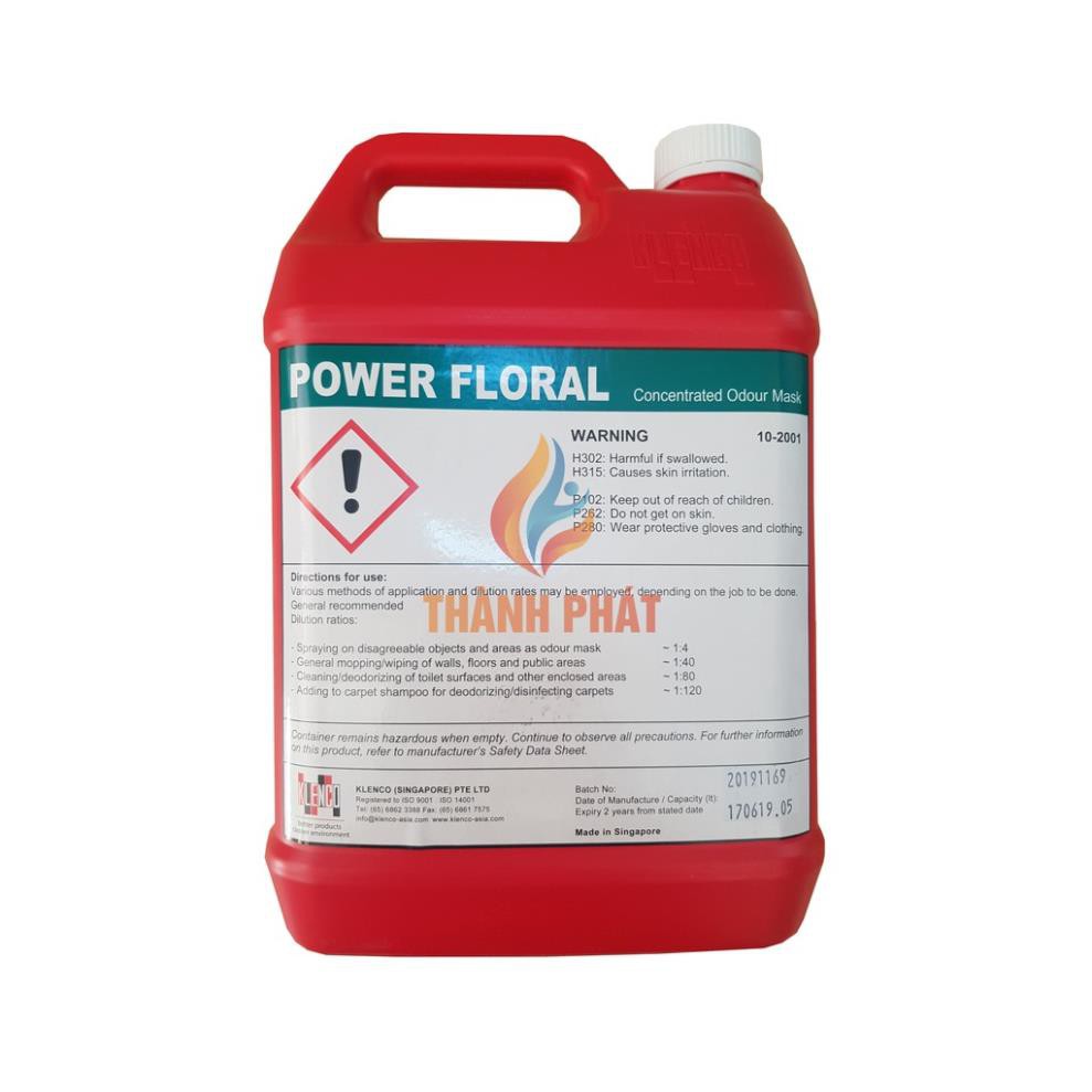 Nước lau sàn Bệnh Viện khử mùi diệt khuẩn POWER FLORAL Can 5l Klenco Singapore