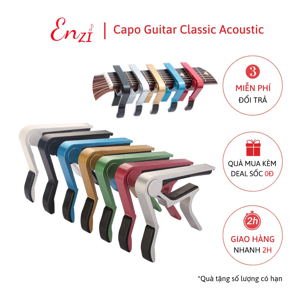 Kẹp capo nhỏ guitar classic acoustic kim loại màu bạc Enzi lên tông hạ tông dùng cho mọi loại đàn ghita