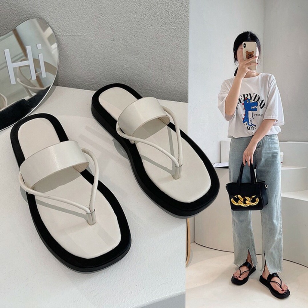 Dép Nữ Đế Xuồng Bánh Mì Xỏ Ngón Hot Trend