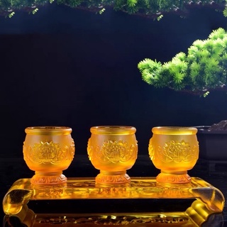 BỘ KỶ 3 CHÉN NƯỚC THỜ BẰNG LƯU LY