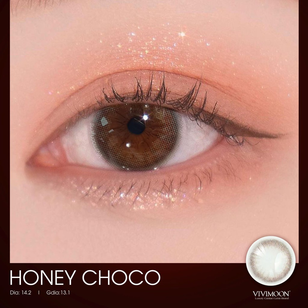 Kính Áp Tròng Cận Nâu Tự Nhiên Cho Mắt Thở Honey Choco VIVIMOON - Giá 01 Chiếc