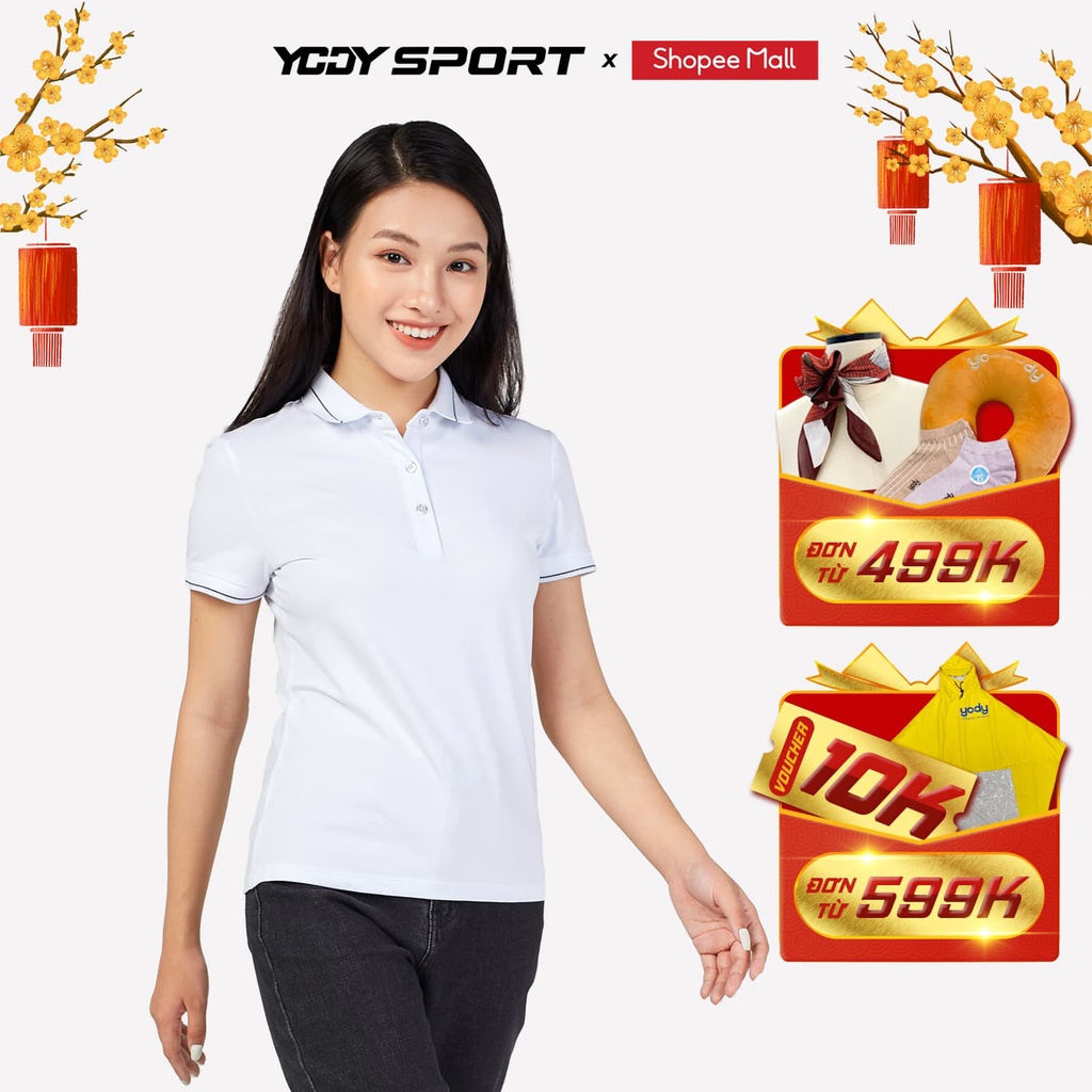 Áo phông nữ Pima YODY chất cotton pima có cổmềm mại kháng khuẩn tự nhiên APN3010