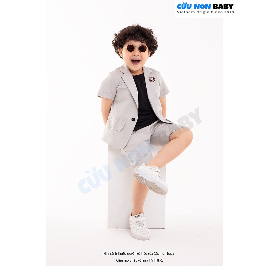 Bộ Vest Ghile Bé Trai Công Tử Bạc Liêu Sang Chảnh + Tặng kèm áo thun  - Màu Xám
