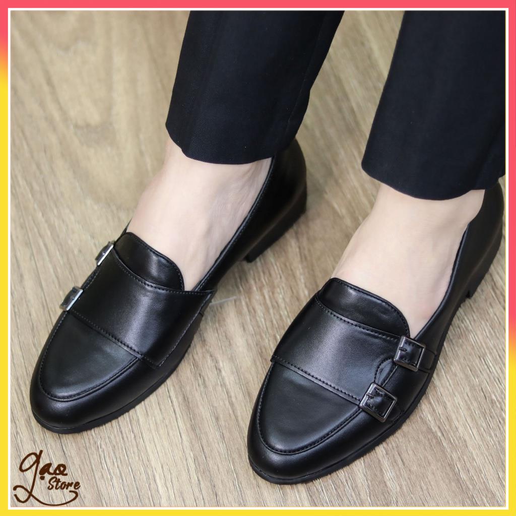 Giày Lười Nam Da Lì 2 Khóa Chéo Trẻ Trung [ Đế Khâu Chắc Chắn ] Mã L191 | BigBuy360 - bigbuy360.vn