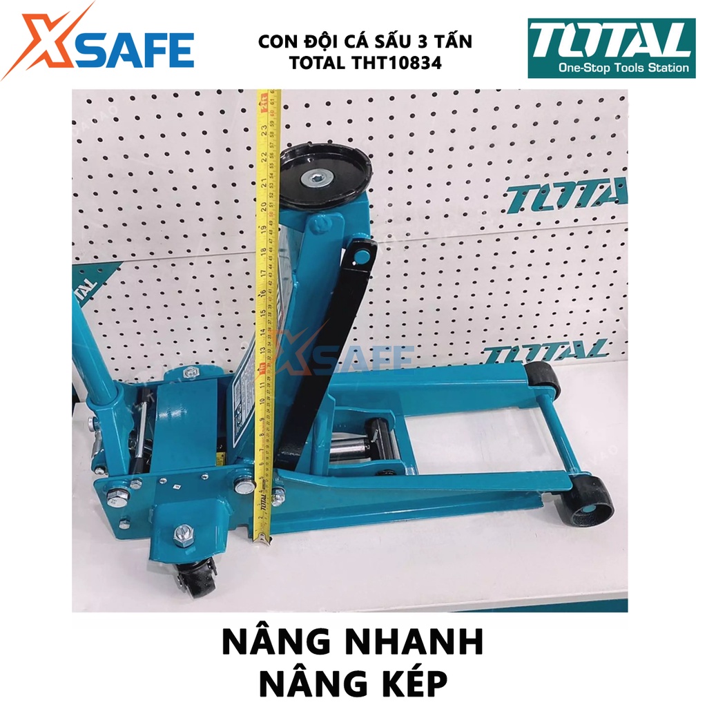 Đội cá sấu 3 tấn TOTAL THT10834 Con đội nâng ô tô nâng tối thiểu 85mm, tối đa 515mm dùng trong sửa chữa, làm lốp xe ô tô