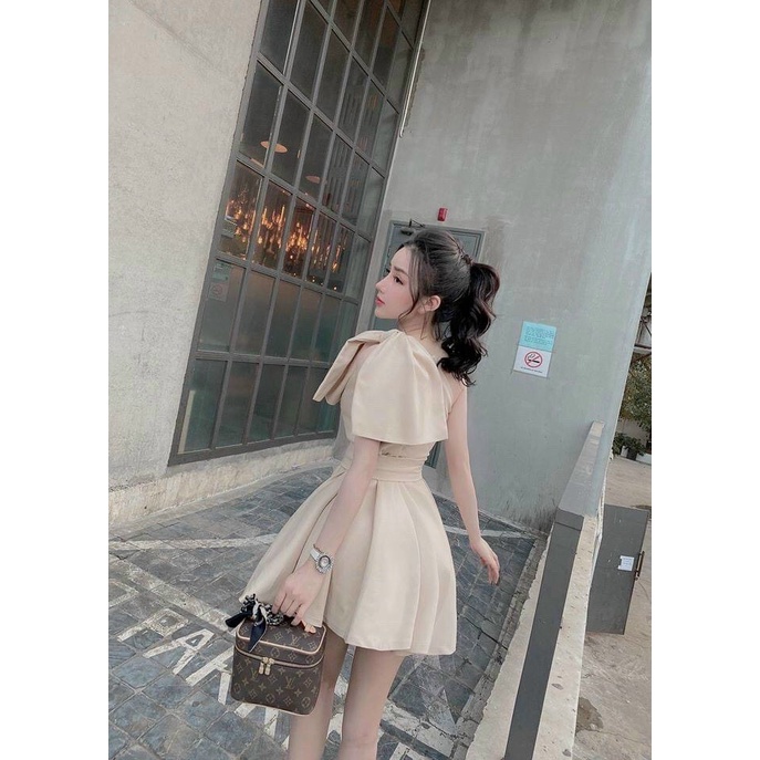 Đầm Tiểu Thư Kết Nơ Lệch Vai Sang Trọng Quyến Rũ Thời Trang Thích Hợp Dự Tiệc
