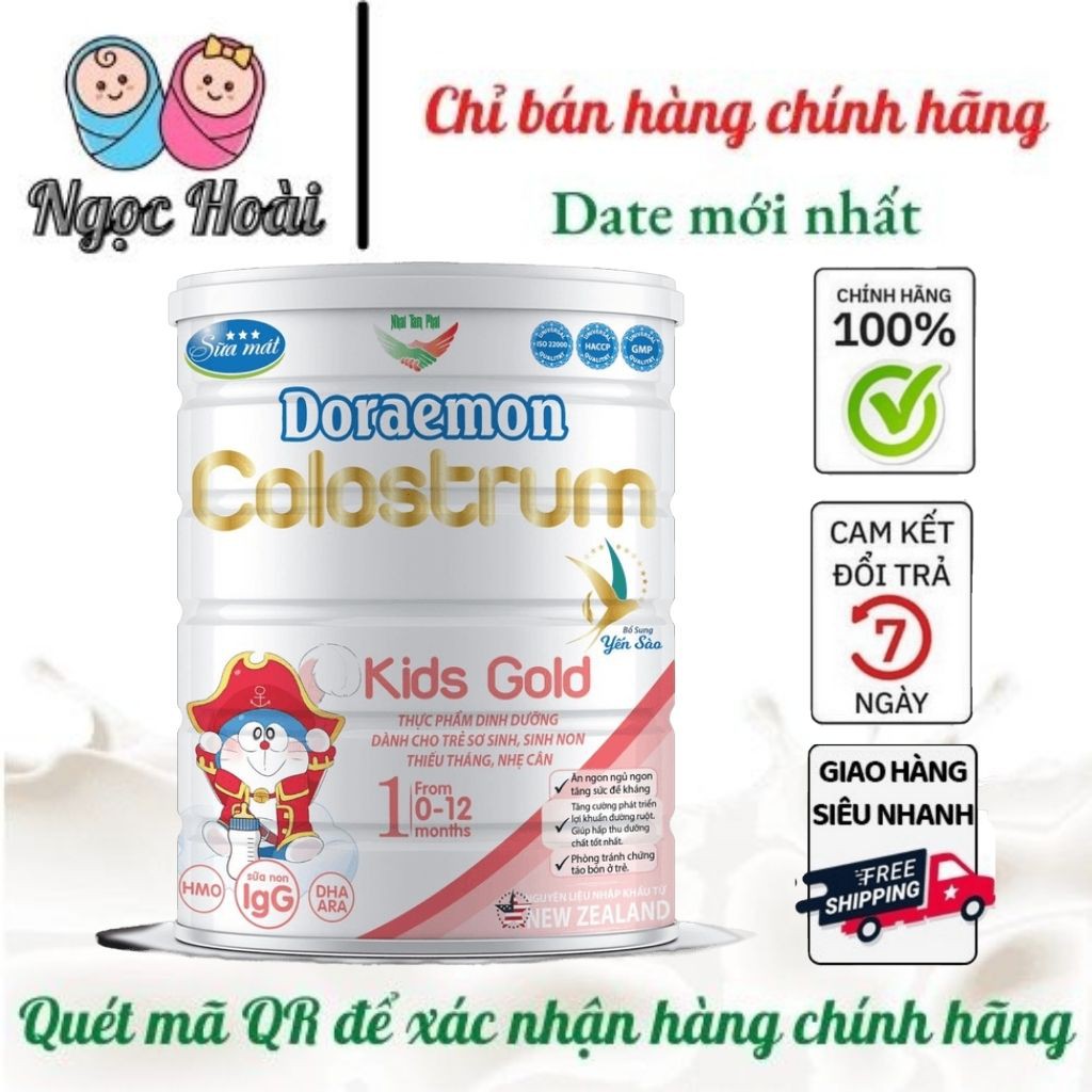 SỮA MÁT . Sữa Doraemon Colostrum Kids Gold . Lon : 900g . CHO TRẺ SINH NON - ĂN NGON - NGỦ NGON - PHÒNG TRÁNH TÁO BÓN