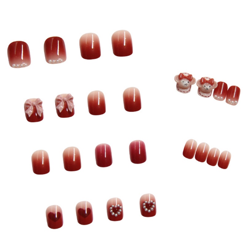 Set 24 Móng Tay Giả Thắt Nơ Xinh Xắn Cho Nữ