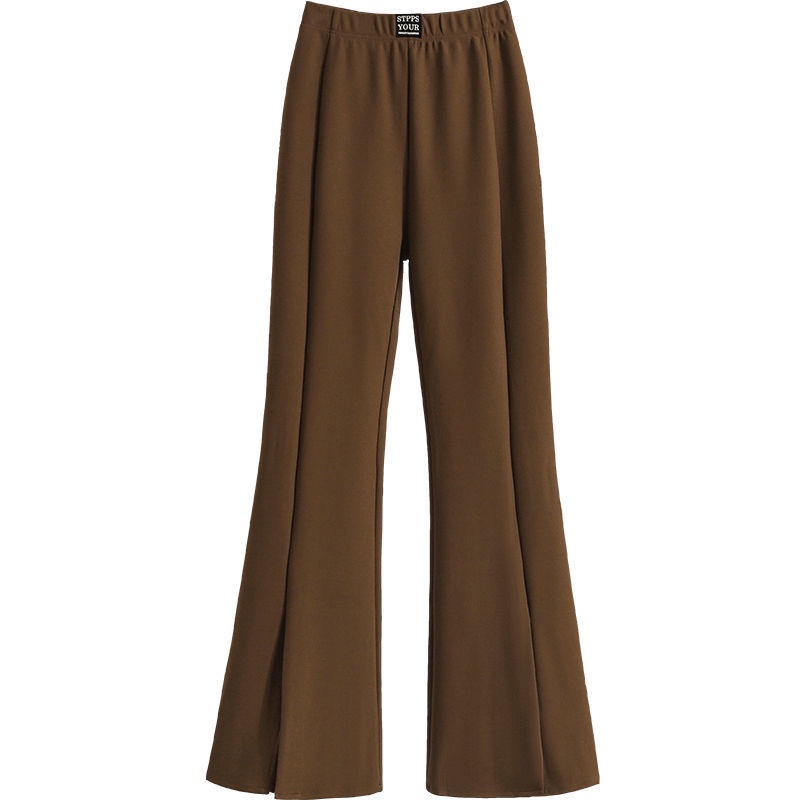 Quần Dài Ống Loe Xẻ Tà Màu Trơn Thời Trang Hàn Quốc Cho Nữ