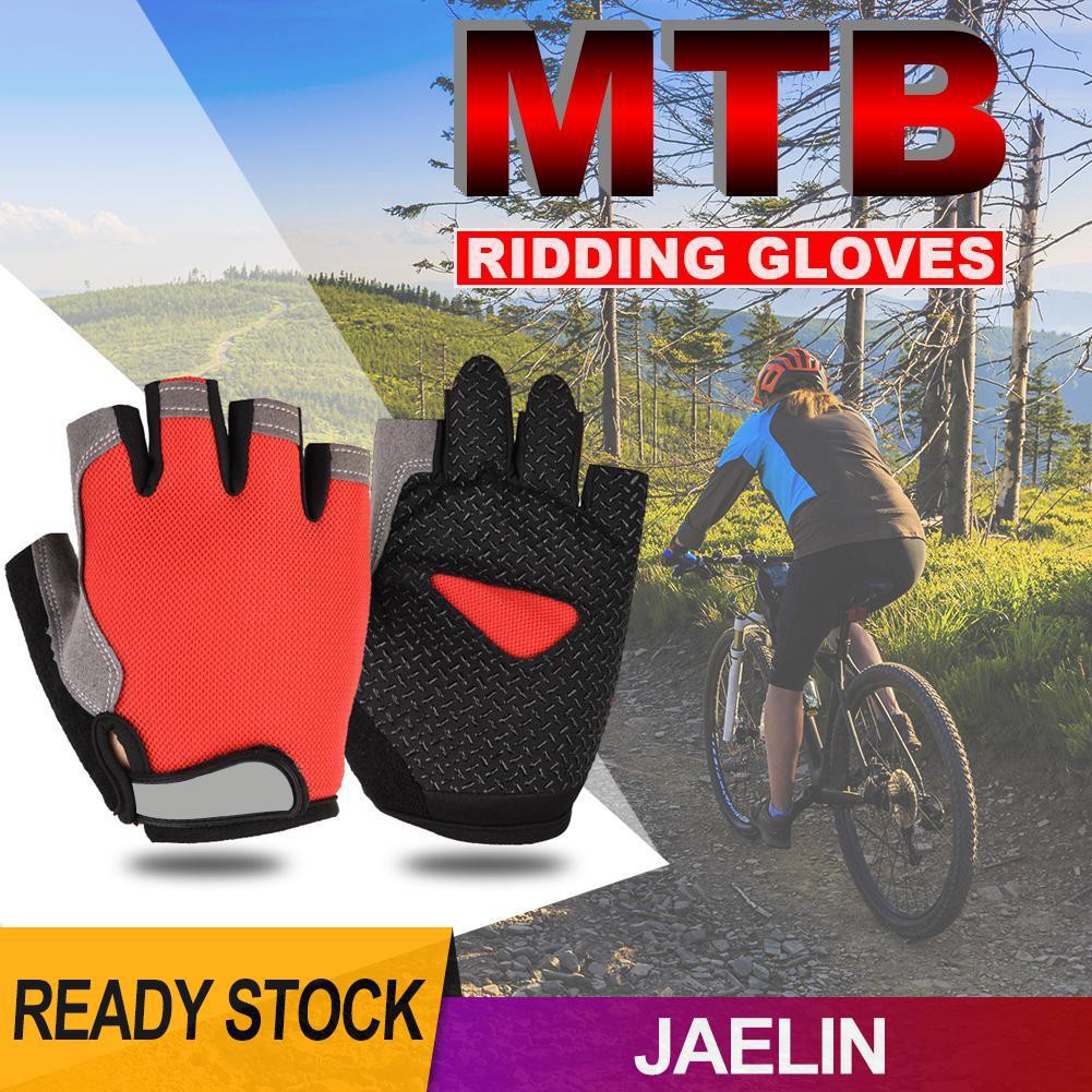 Găng tay thể thao hở nửa ngón phối lưới thoáng khí chống trượt cho nam nữ