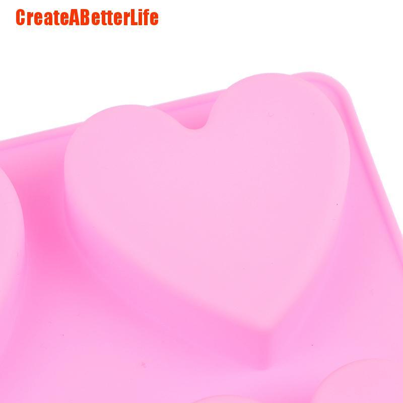 Khay Silicone Làm Xà Phòng Hình Trái Tim 3d 4 Ngăn