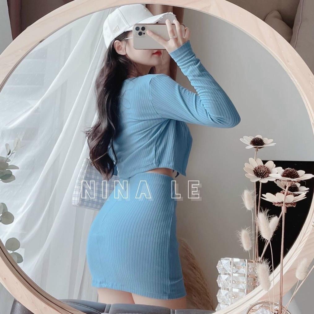 Set Bộ 3 Món Ôm Body Croptop Kèm Áo Khoác Tay Dài Thiết Kế Mới Phong Cách Sang Chảnh Thời Trang Nữ Xm Minh Phúc