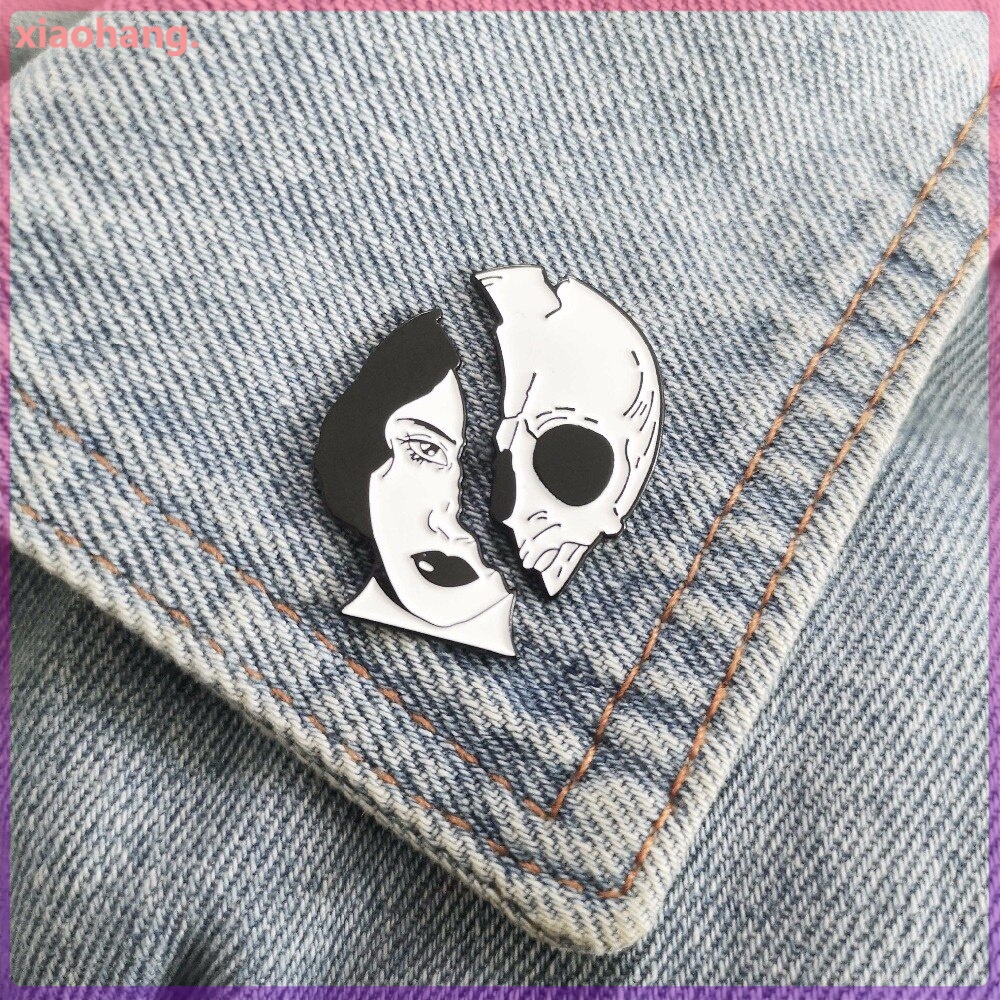 Ghim cài áo hình mặt đầu lâu phong cách Punk cá tính