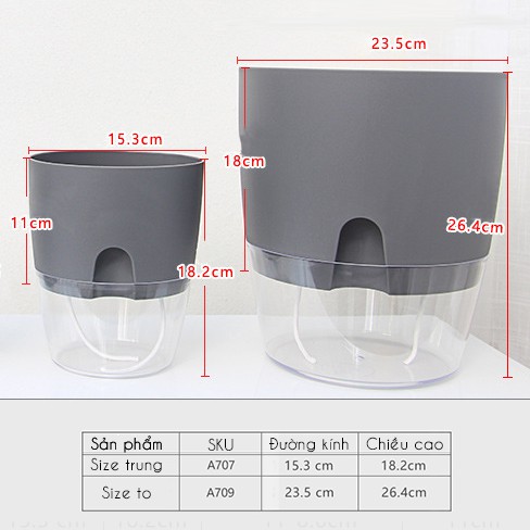 Chậu trồng cây thông minh hình tròn, đáy trong suốt, có chức năng tự tưới nước, chậu trồng cây sang trọng cho văn phòng