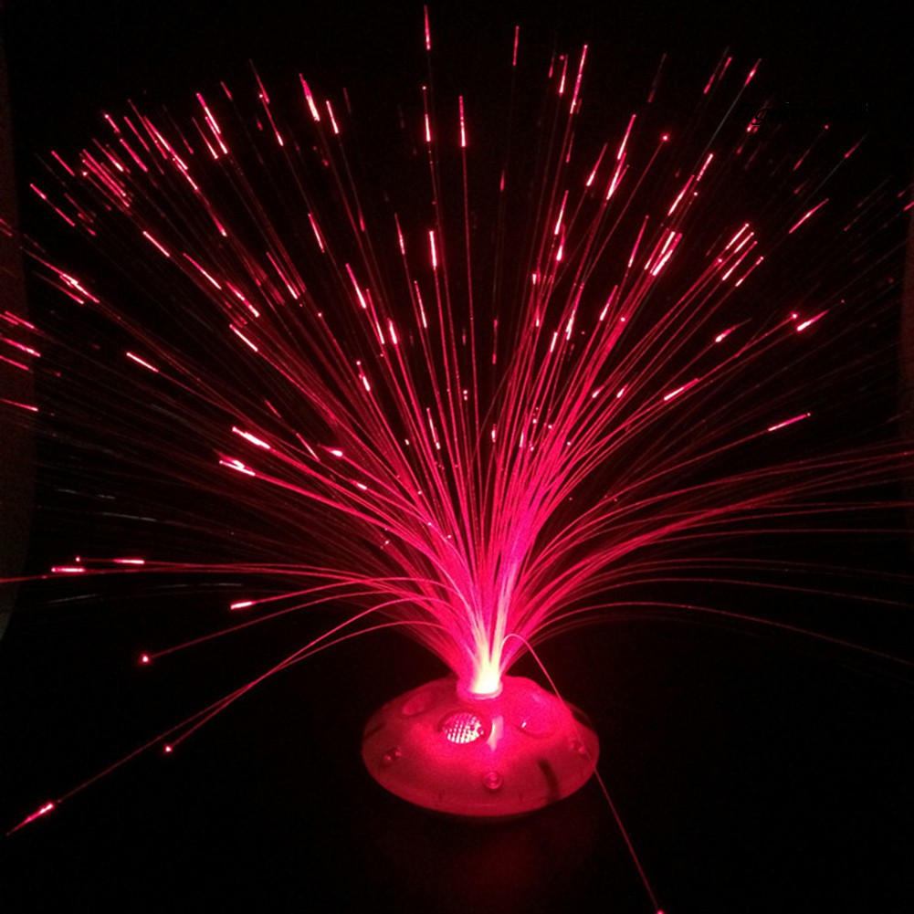 Big_Multicolor Glowing Optic Fiber Flower LED Night Light Home Bar Cafe Decor Lamp