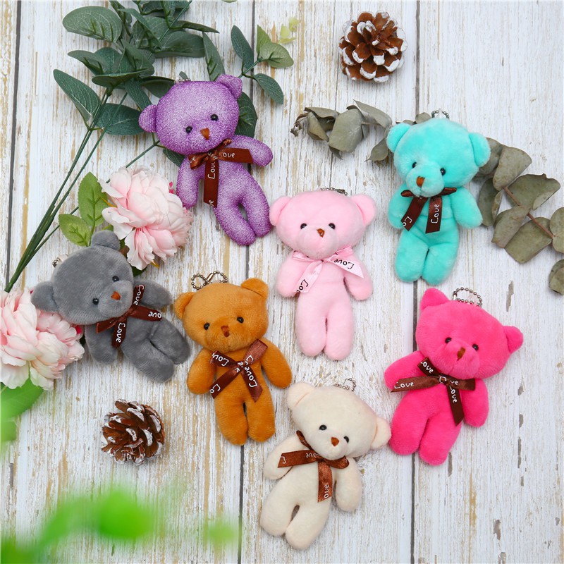 Móc Khóa Gấu Bông Đeo Nơ Nhiều Màu Siêu Cute